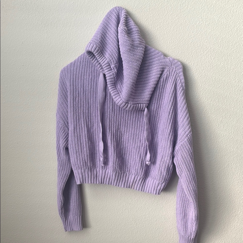 Lavender Knit Hooded Sweater